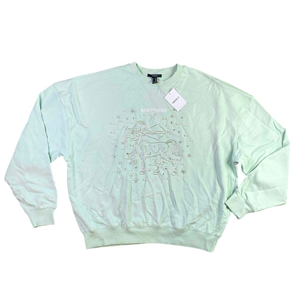 Forever 21 x Sagittarius Star Sign Beaded Embroidered Oversized Sweater NWT - XL